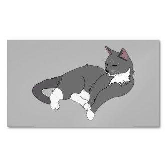 Gray & White Tuxedo Cat  Magnet