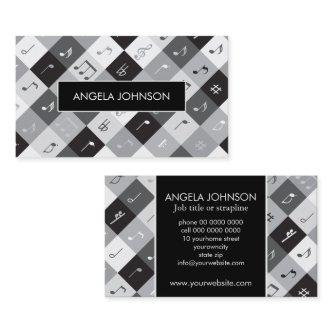 Grayscale music notes pattern