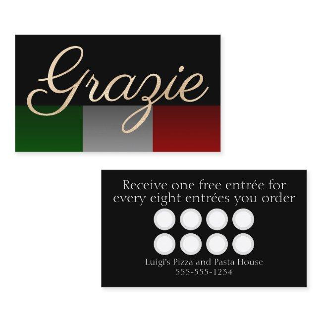 Grazie Black Italian Restaurant Loyalty Card