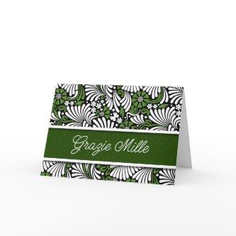 Grazie Mille Italian A Thousand Thanks Green Thank You Card
