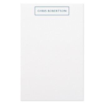 Great Excellent Your Name Ocean Blue White Custom Stationery