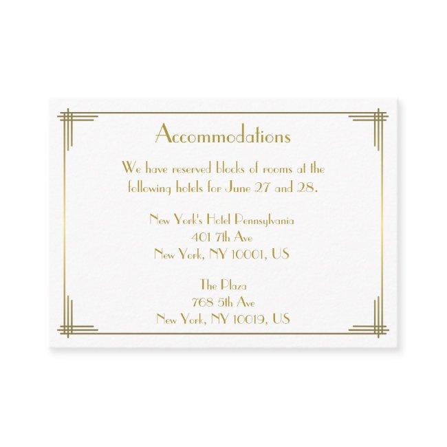 Great Gatsby Gold Wedding Accommodation Cards