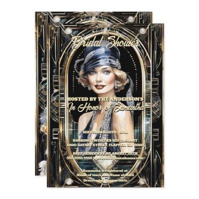 Great Gatsby theme flapper girl 1920's vintage  Invitation