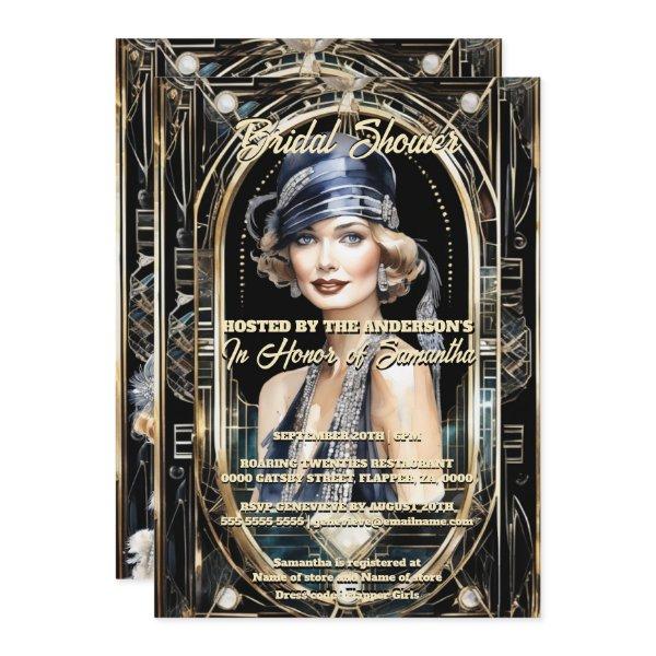 Great Gatsby theme flapper girl 1920's vintage  Invitation