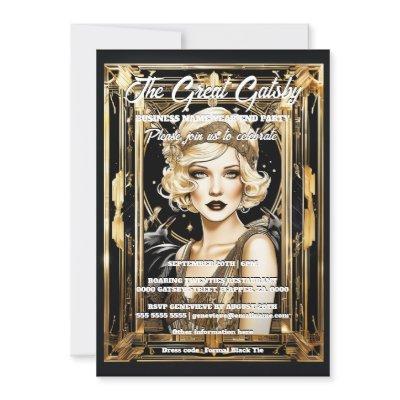 Great gatsby theme flapper girl blonde 1920's invitation