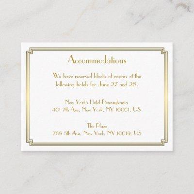 Great Gatsby White Wedding Accommodation Cards