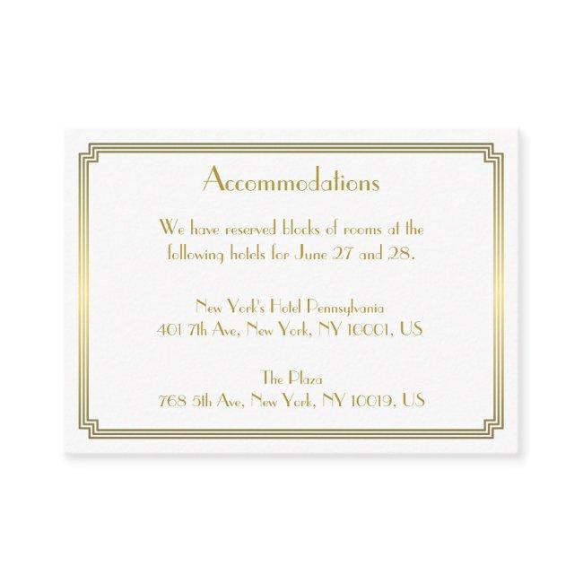 Great Gatsby White Wedding Accommodation Cards