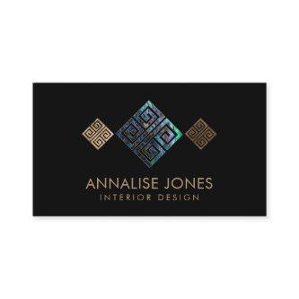 Greek Key  - Greek meander -Abalone and Gold