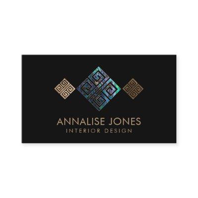 Greek Key  - Greek meander -Abalone and Gold