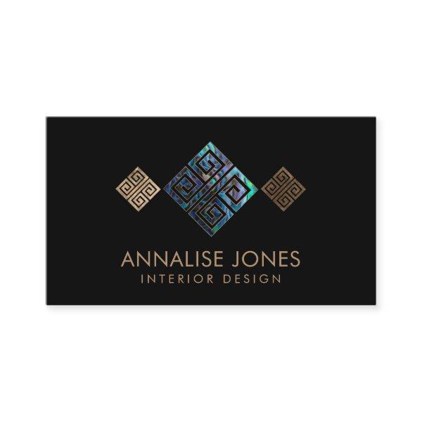 Greek Key  - Greek meander -Abalone and Gold