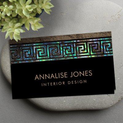 Greek Key  - Greek meander -Abalone and Gold