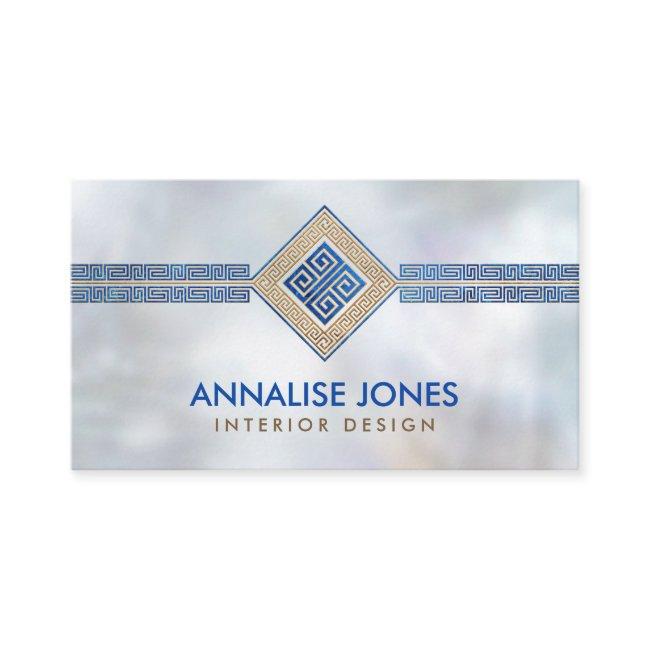Greek Key  - Greek meander - Gold and Blue