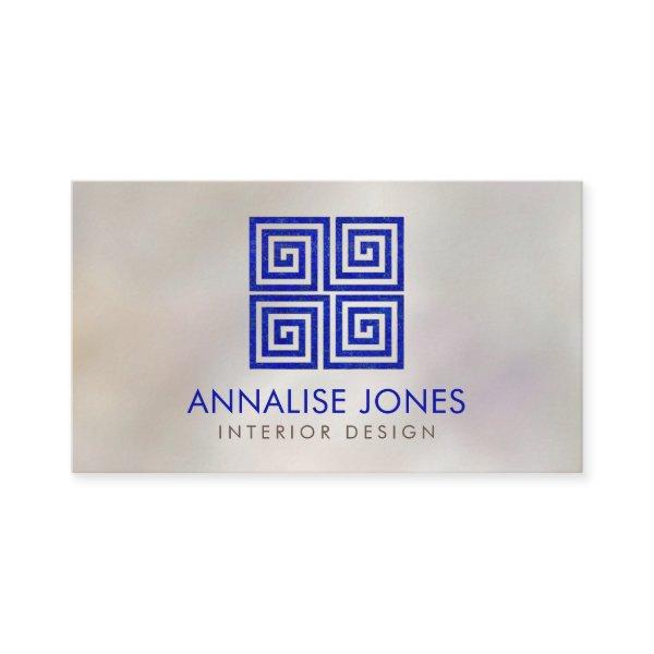 Greek Key  - Greek meander - Lapis Lazuli on Pearl
