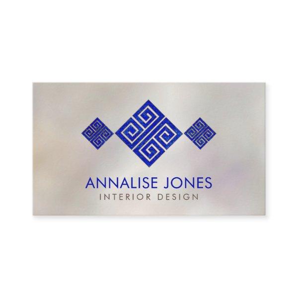 Greek Key  - Greek meander - Lapis Lazuli on Pearl