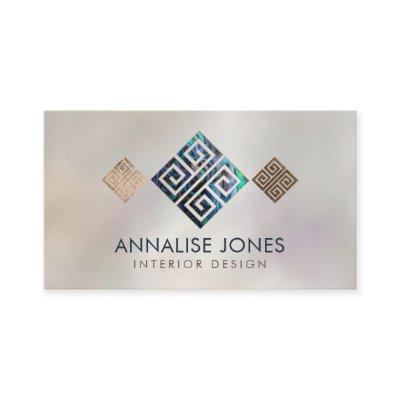 Greek Key  meander - Abalone shell on pearl