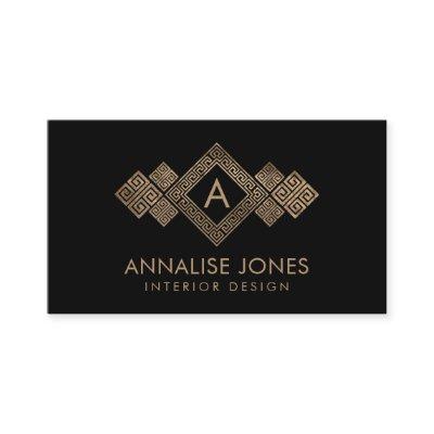 Greek Key Meander Monogram Gold on Black
