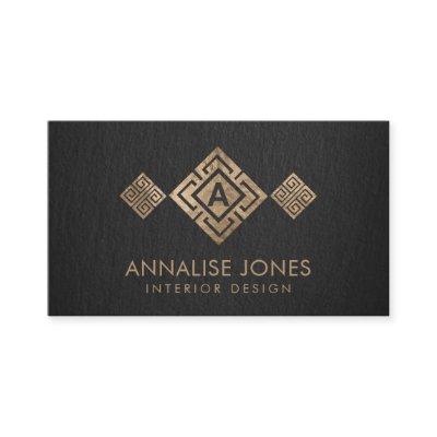 Greek Key Meander Monogram Gold on Black
