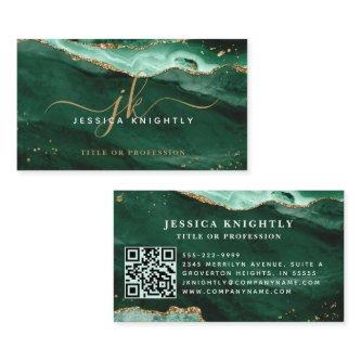 Green Agate Geode Monogram Gold Script