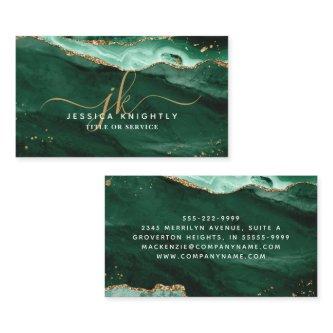 Green Agate Gold Glitter Script Monogram