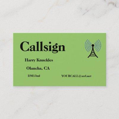 Green Amateur Radio Call Sign