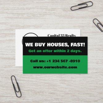 Green and Black Real Estate Investor We Buy Houses