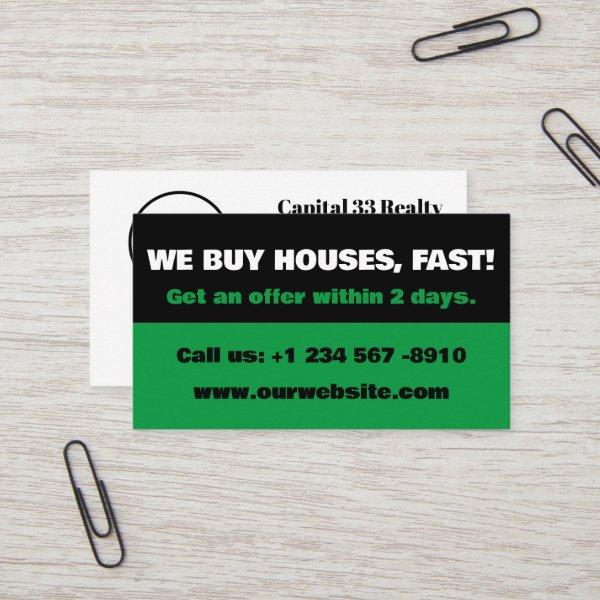 Green and Black Real Estate Investor We Buy Houses