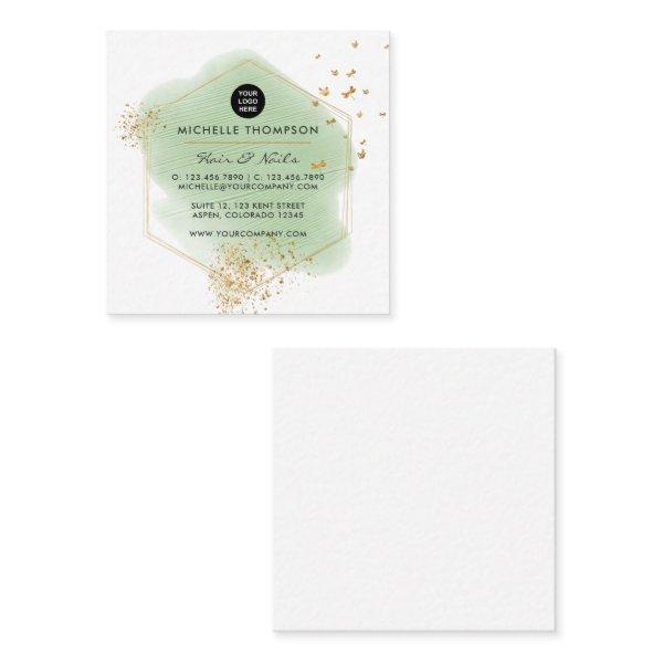 Green and Gold Brushstrokes Square