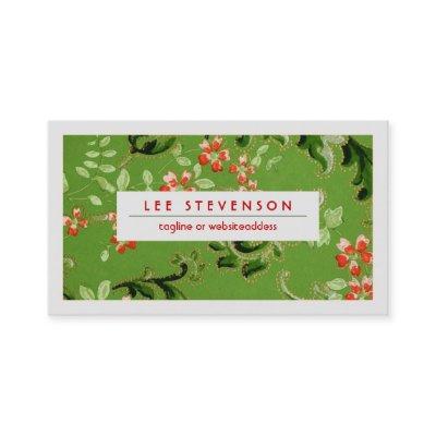 Green and Red Flowers Vintage Floral Pattern