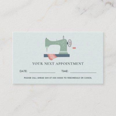 GREEN AQUA PINK SEWING MACHINE TAILOR APPOINTMENT