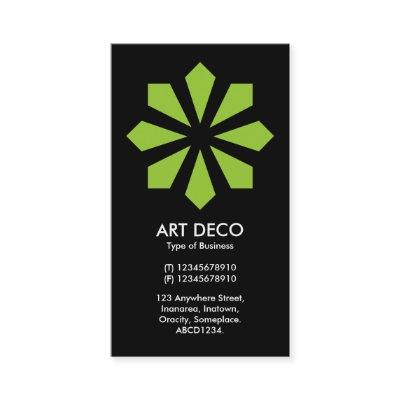 Green Art Deco Flower Star - Black