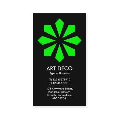 Green Art Deco Flower Star - Black