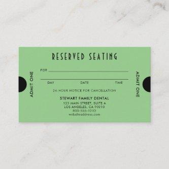 Green Art Deco Reserved Seating Dental Appointment Card