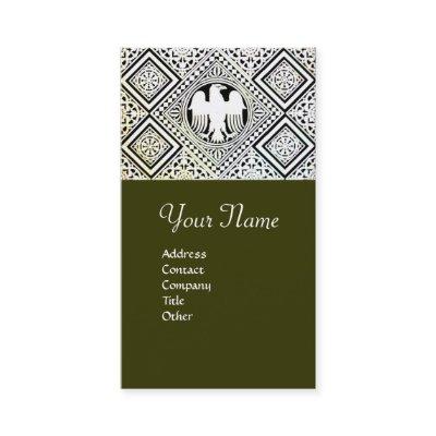 GREEN BLACK AND WHITE ROMAN EAGLE DAMASK MOTIFS
