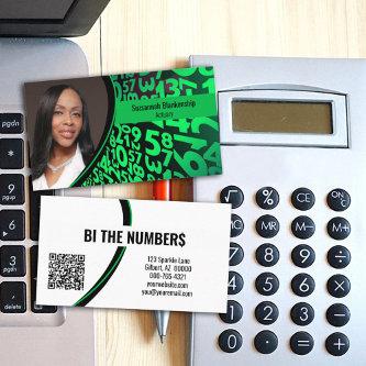 Green Black Numbers Custom Photo QR Code