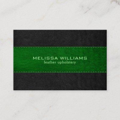 Green & Black Stitched Vintage Leather Texture