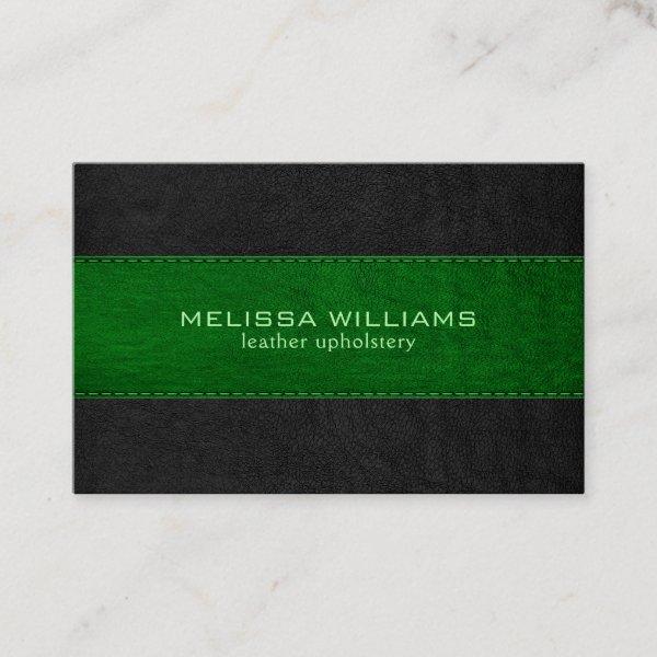 Green & Black Stitched Vintage Leather Texture