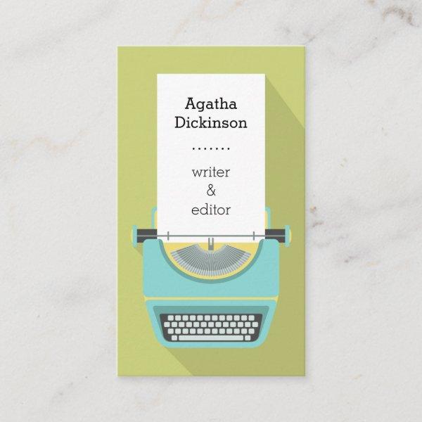 Green blue retro typewriter professional writer