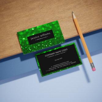Green Bokeh Glitter & Sparkles Black Accents