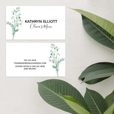 Green Botanical Mommy Play Date Calling Card