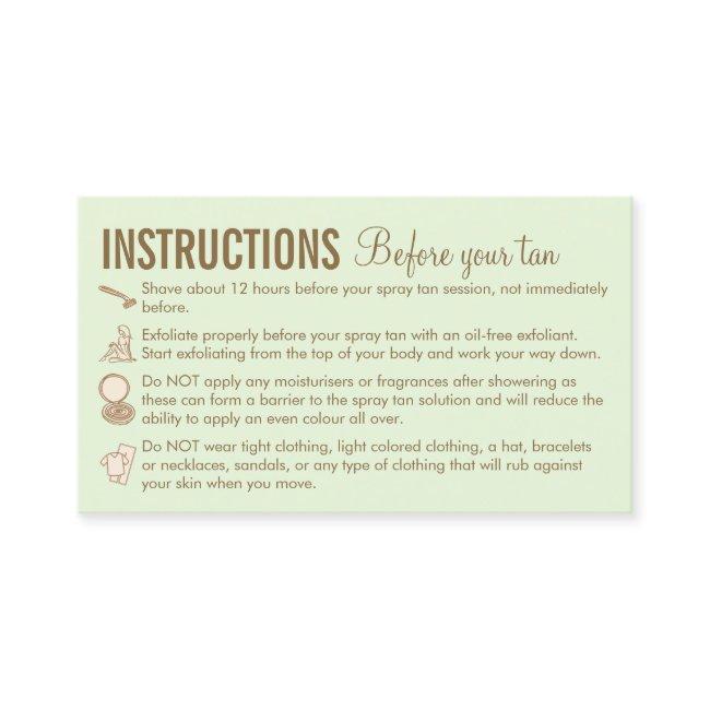 Green Brown Instructions Before After Spray Tan