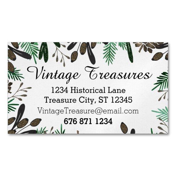 Green Brown Mint Color Pine Cones Ferns Pattern Magnetic