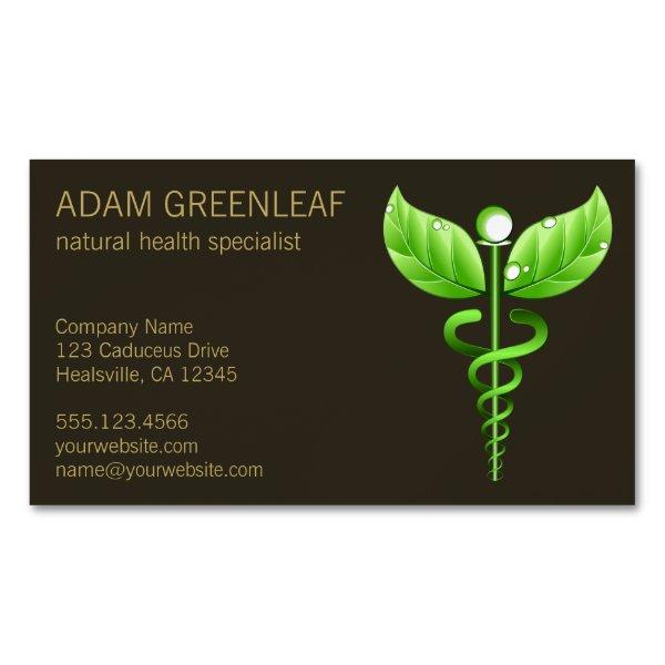 Green Caduceus Alternative Medicine Magnet