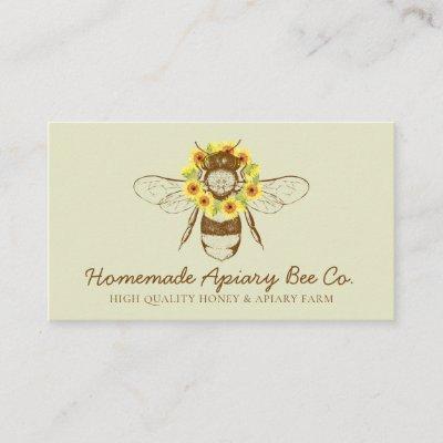 Green Classy Sunflower Floral Apiary Honey Bee