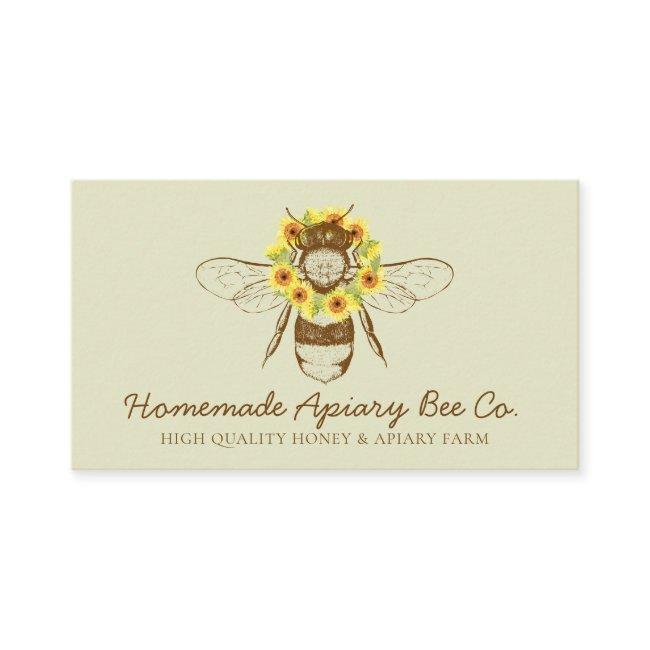 Green Classy Sunflower Floral Apiary Honey Bee
