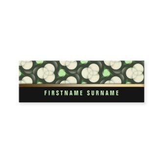 Green Creme Circles Pattern | Black Mini Biz Cards