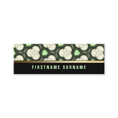 Green Creme Circles Pattern | Black Mini Biz Cards