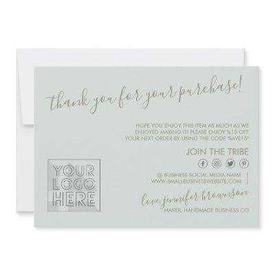 Green Custom logo QR code Candle Care Instruction Thank You Card