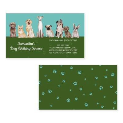 Green Cute Paws Watercolor Dogs