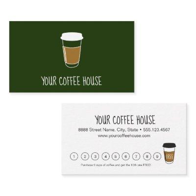 Green Editable Coffee House Stamp loyalty card