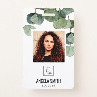 GREEN EUCALYPTUS EMPLOYEE PHOTO BARCODE NAME BADGE